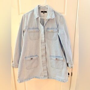 Missguided Women’s Light Blue Denim Jacket Dress with Pockets